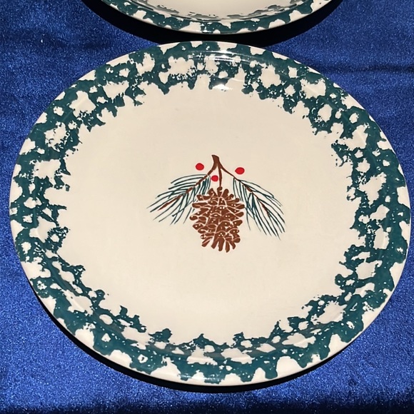 NIB Folk Craft Holiday Pines Dessert Plates By Tienshan - set of 4 Discontinued! - Picture 2 of 16